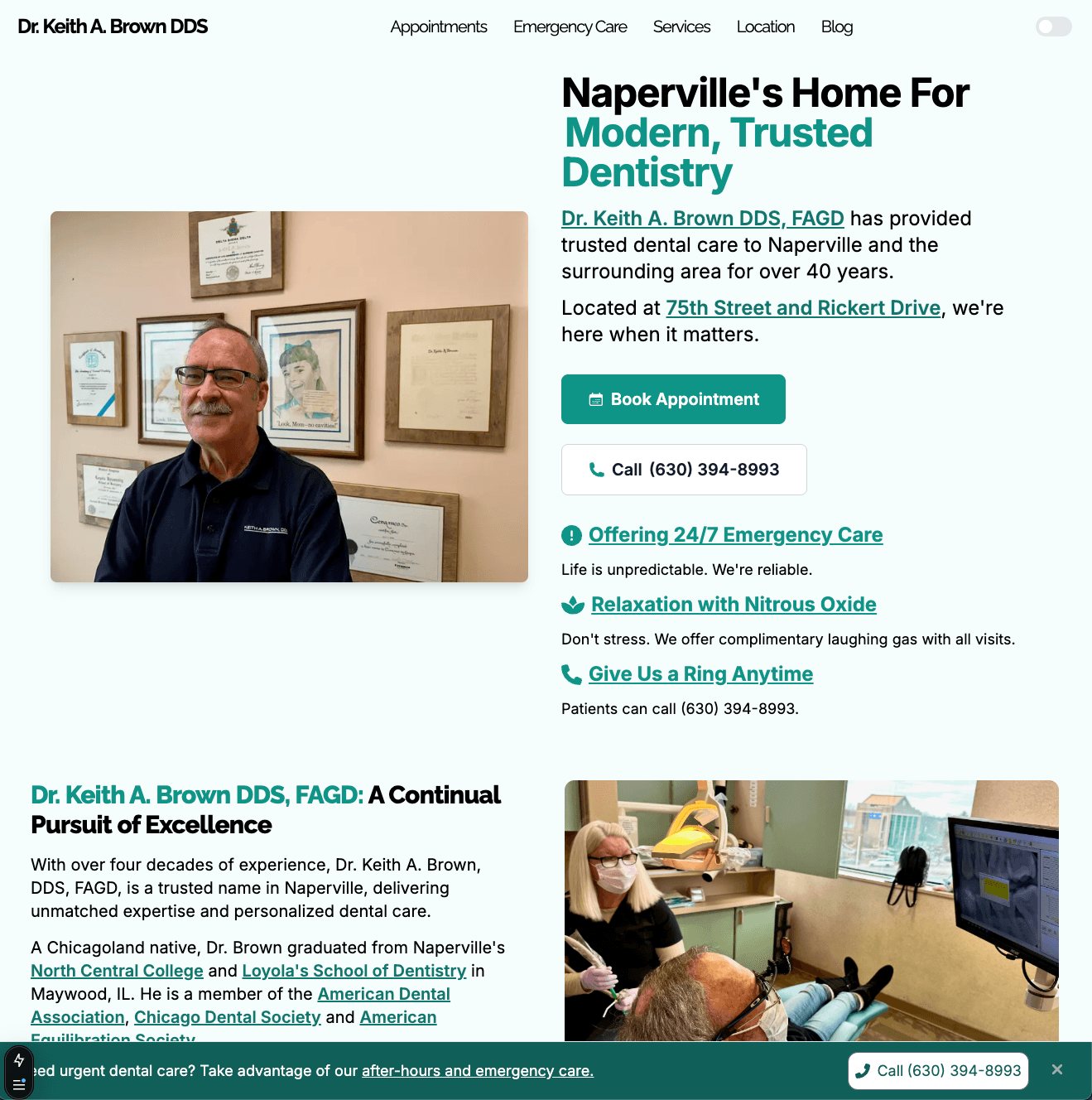 Screenshot of Keith Brown DDS: Dental Practice Website
