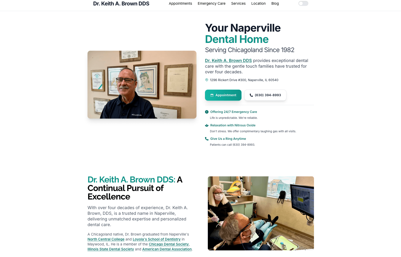 Screenshot of Keith Brown DDS: Dental Practice Website