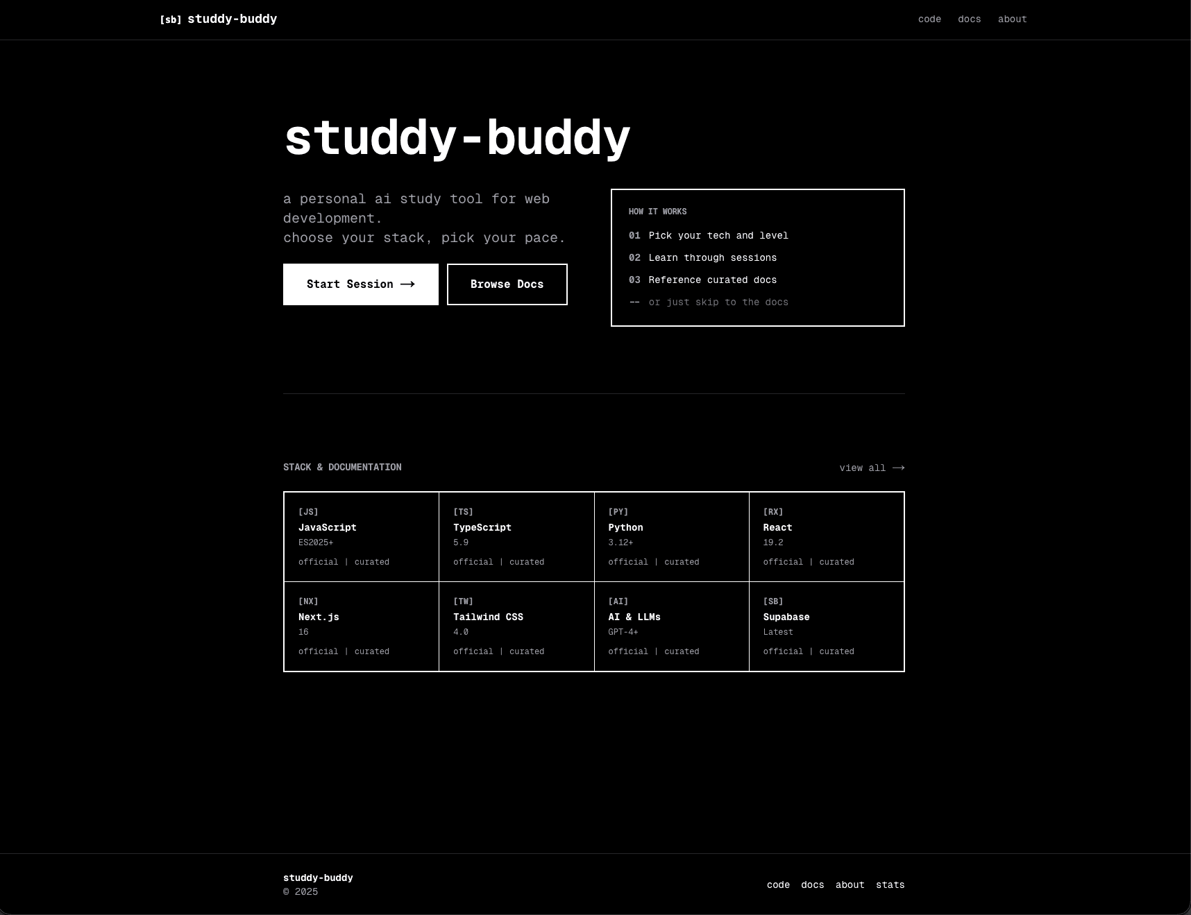 Screenshot of studdy-buddy: Personalized Coding Study Platform
